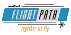 Il logo del progetto Flight Path che mostra un aereo ed un ape con lo slogan "together we fly". 